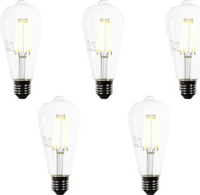 5 darabos E27 LED izzókészlet ST64 átlátszó 3,8W 806 lm 3000K