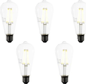 5 darabos szett E27 LED izzók ST64 átlátszó 3.8W 806 lm 3000K