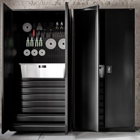 Műhelyszekrény DAREK, 920 x 1850 x 500 mm, All Black: fekete