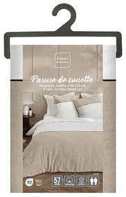 Fehér-bézs kétszemélyes-hosszabbított pamut ágyneműhuzat 240x220 cm Gabrielle – douceur d'intérieur