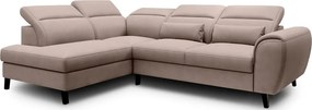Bézs bársony kinyitható-tárolóhelyes sarokkanapé (bal oldali-L alakú) Noble – ELTAP