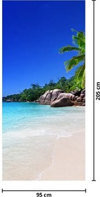 Fotótapéta ajtóra - Tengerpart Praslin szigetén (95x205cm)