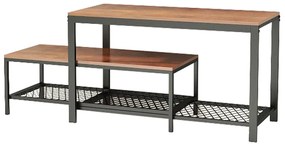 Suport pantofi cu 2 rafturi de culoare Old Oak cu blat din MDF.
