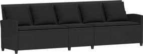 vidaXL 5 személyes fekete polyrattan kerti kanapé párnával