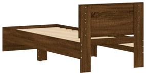 barna tölgy színű fejtámlás ágykeret matrac nélkül 90 x 190 cm