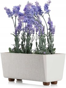 Krémszínű Virágláda Gyógynövények textil kaspó műanyag lábakkal 29cm