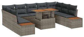 vidaXL Kert étkező szett párnával 10 pcs Szürke és Barna
