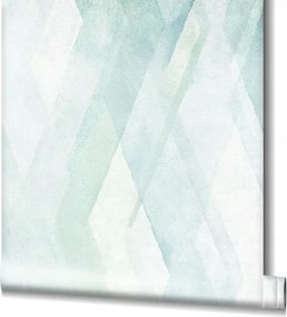 Zöld tapéta geometrikus vinil mintával, flizelin tapéta