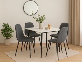 Étkezőasztal RION 80x80 cm kerámia asztallappal, fehér márvány