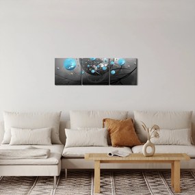 Kép- világos kék absztrakt gömbök (órával) (90x30 cm)