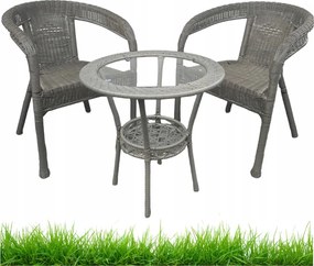 Kerti bútor szett technorattan Classic Mini Szürke 3 részes Erkély