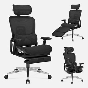 Expert Ergonomikus irodai szék, hálós szövettel, állítható 3D, karfákkal és fejtámlával, fekete