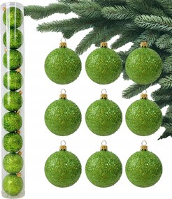 Zöld Karácsonyfa Bombák Csillámos lime Buborékok Karácsonyfadísz 6 cm