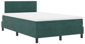 dobozrugós ágy matraccal és LED világítással - Sötétzöld 120x190 cm Bársonyos