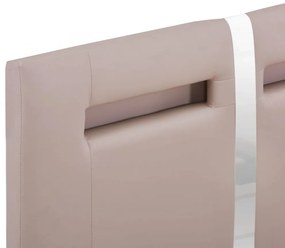 kávészínű LED-es műbőr ágykeret 90 x 200 cm