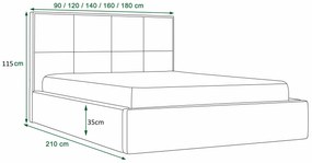 Franciaágy 140 cm Elna (fekete) (ágyráccsal és tárolóhellyel). 1046895