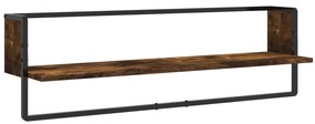 vidaXL 6 részes füstölt tölgy színű szerelt fa fali polc szett rúddal