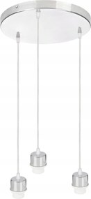 Alap Mennyezeti Lámpa Függeszték Túlnyúlás Króm Fém 3X E27 Lámpabúra