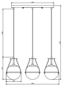 Lámpa Mennyezeti lámpatest DROP 3 , 7134, AC220-240V, 50/60Hz, 3*E14, max.25W, átmérő  68 cm, fekete