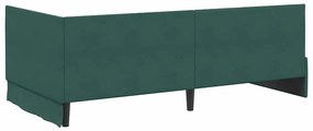 Sarokágy keret fejtámlával Sötétzöld 100 x 200 cm Bársony