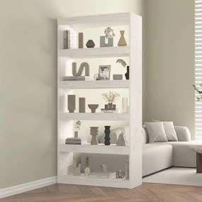 Fehér tömör fenyőfa könyvszekrény/térelválasztó 80x30x167,4 cm