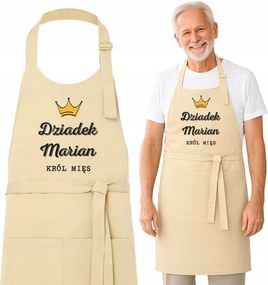 Konyhai Kötény Nagypapa Húskirály Bézs Névre Szóló Ajándék 83 cm