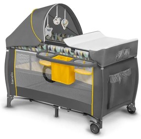 Lionelo - Utazó kiságy SVEN PLUS szürke/sárga