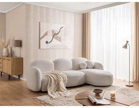 Krémszínű buklé sarokkanapé (jobb oldali-heverő résszel) Orbit – Ropez