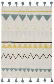 Krémszínű mosható kézi szövésű pamut gyerek szőnyeg 120x160 cm Azteca Vintage Blue – Lorena Canals