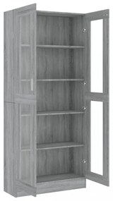 szürke sonoma szerelt fa vitrinszekrény 82,5x30,5x185,5 cm