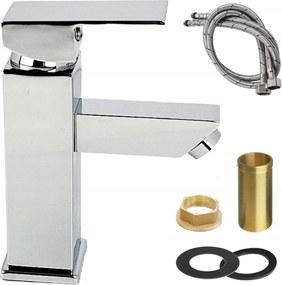 Mosdó Csaptelep Négyszögletes Króm Modern Fürdőszoba