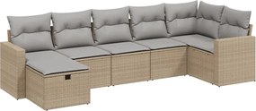 vidaXL 7 részes vegyes bézs polyrattan kerti ülőgarnitúra párnákkal