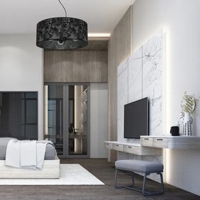 Csillár zsinóron SATINO 3xE27/60W/230V fekete/szürke