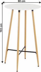 Bárasztal, fehér/tölgy, átmérő 60 cm, IMAM