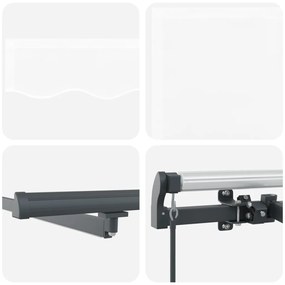 Kézi Behúzható Napellenző LED Fehér 600x300 cm