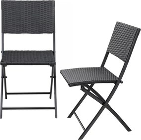Deuba Rattan összecsukható székek Rome 2 db - fekete