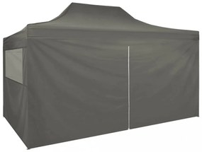 antracitszürke összecsukható sátor 4 oldalfallal 3 x 4,5 m
