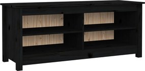 vidaXL fekete tömör fenyőfa cipőtároló pad 110 x 38 x 45,5 cm