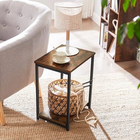 Éjjeliszekrény, oldalsó asztal szett 2 db-os vintage barna-fekete