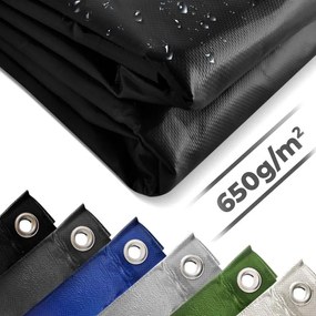 JAGO Ponyva 650 g/m² alumínium háló 3 x 6 m fekete