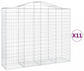 vidaXL 11 db íves horganyzott vas gabion kosár 200x50x160/180 cm