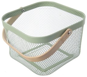 Fémhuzalos fém tárolókosár 24,5x24,5x30 cm Greenish – Orion