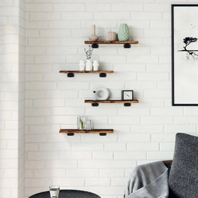 4 db füstös tölgy színű szerelt fa fali polc 40 x 10 x 1,5 cm