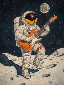 Vászonkép Canvas Űrhajós Gitár Rock Bolygó Zene 75x100