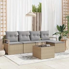 Kerti Kanapé Szett párnával 6 pcs Beige és Világosszürke