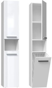 Thirassia Nel III fürdőszoba szekrény, 31x174x30 cm, fényes fehér