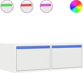 vidaXL TV szekrény LED világítással fehér 75x35,5x25 cm