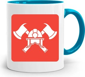 Kék Bögre Tűzoltónak Logó Ajándék fényképes nyomtatással