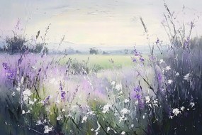 Fotótapéta Flizelina Tájkép Természet Rét Lila Virágok 312x219 ragasztó