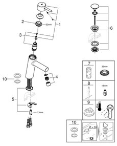 GROHE 23932001 - EUROSMART mosdócsaptelep, M méret, fényes króm